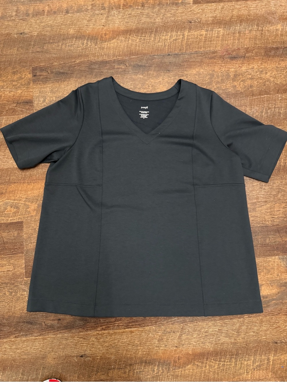 J. Jill Pure Jill Double Knit Seamed Tunic Top XL Black Soft Stretch V-Neck